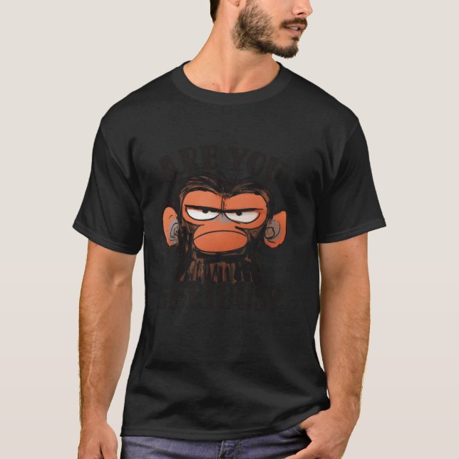 T-shirt Humour Es-Tu Sérieux Grumpy Funny Singe Mème (Devant)