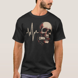 T-shirt Humour Infirmière Sombre Crâne Battement de Coeur