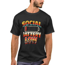 T-Shirt Humour Introverti Blague Batterie Sociale