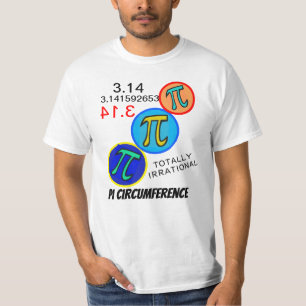 T-shirt Humour mathématique 3.14 Pi orange jaune bleu