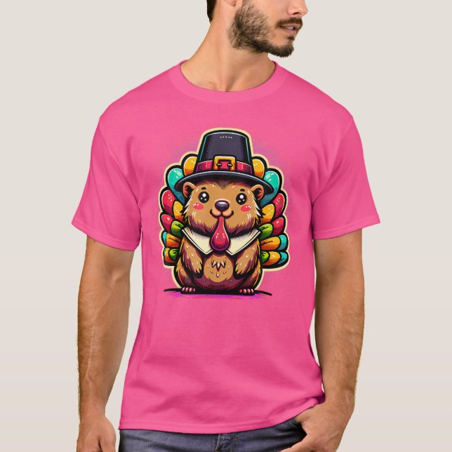 T-shirt Humour Thanksgiving Turquie Wombat (Devant)