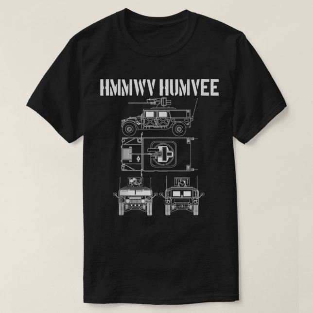 T-shirt Humvee Military Combat Vehicle Schéma HMMWV Hum (Design devant)
