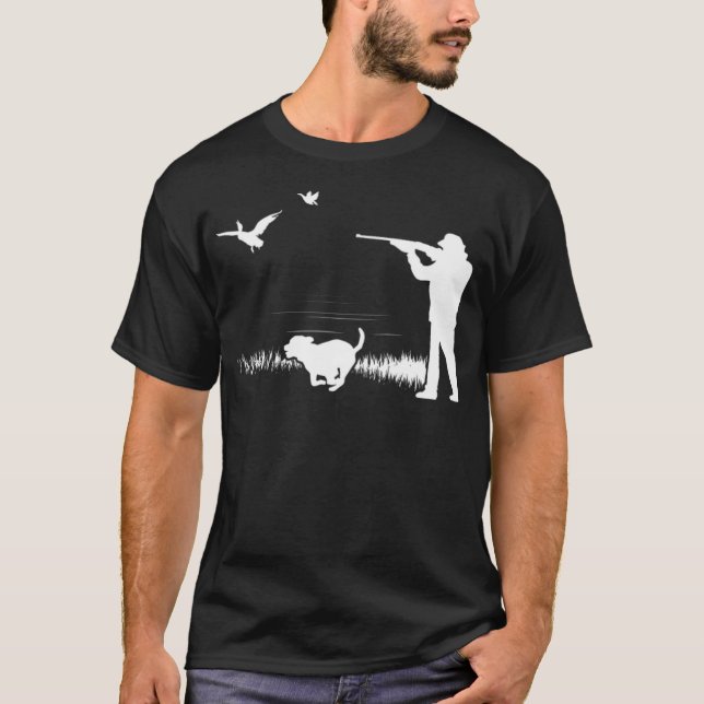 T-shirt Hunter Dog Duck dog head dog head (Devant)