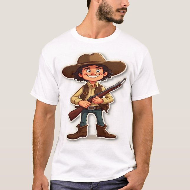 T-shirt Hunter Spirit - Cartoon Gunman Graphic Tee (Devant)