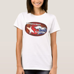 T-shirt Huntington Beach California surfer vague art tee