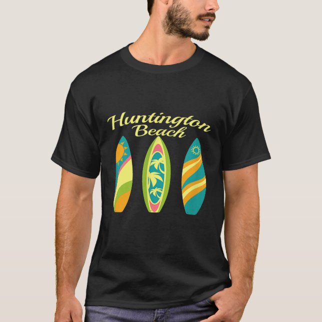 T-shirt Huntington Beach California Surfers Beach Souve (Devant)