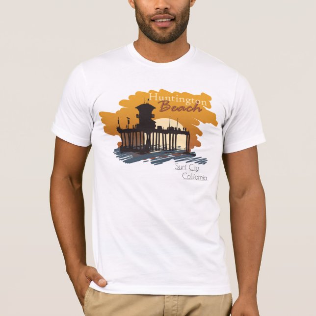 T-shirt Huntington Beach Pier Sunset - Surf City Tee (Devant)