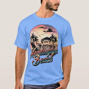 T-shirt Huntington Beach Pier Vintage Sunset Surf board Su