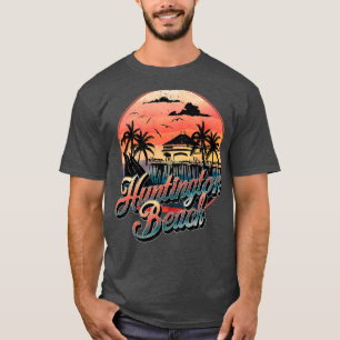 T-shirt Huntington Beach Pier Vintage Sunset Surf board Su