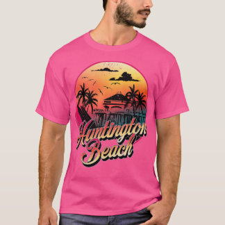 T-shirt Huntington Beach Pier Vintage Sunset Surf board Su