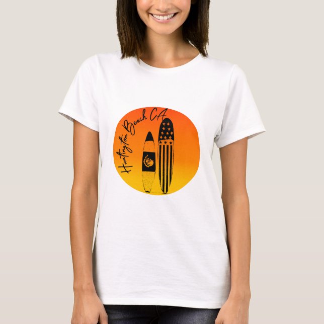 T-shirt "Huntington Beach Surfboards and Sunsets" (Devant)