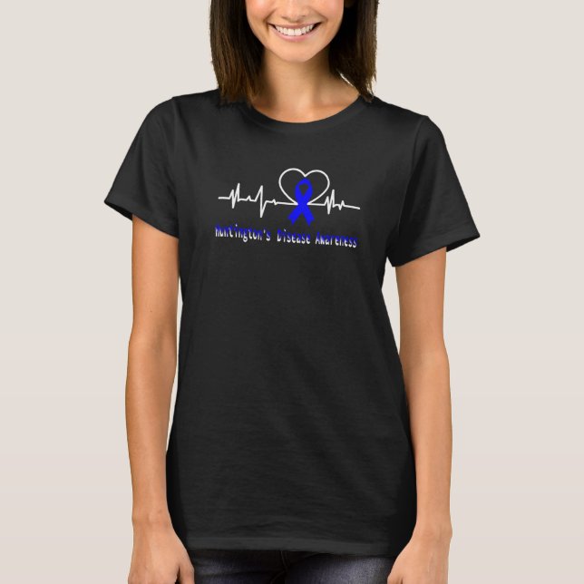 T-shirt Huntington's Disease Awareness Butterfly Blue Ribb (Devant)