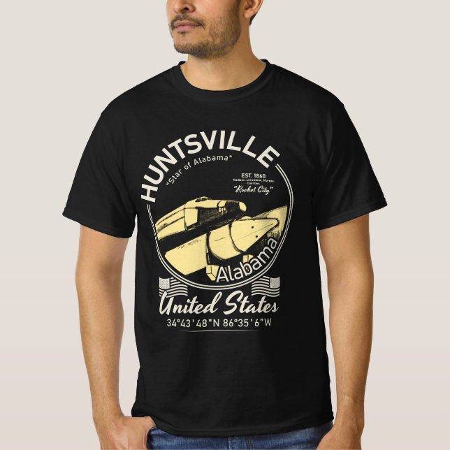 T-SHIRT HUNTSVILLE CITY ALABAMA - ESPACE ROCKET (Devant)