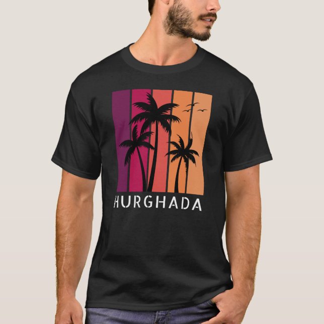 T-shirt Hurghada Vintage Sunset pour hommes (Devant)