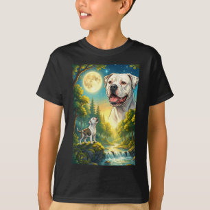 T-shirt Hurlement à la lune mème animal chien américain