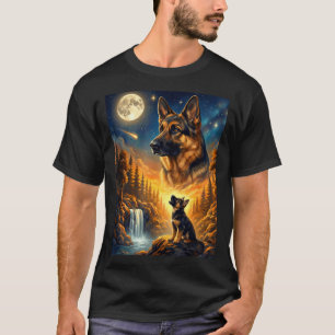 T-shirt Hurlement à la lune mème animal chien berger allem