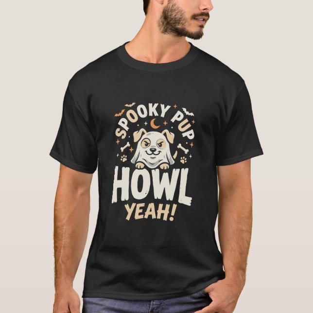 T-shirt Hurlement de chien Halloween ouais (Devant)