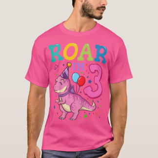 T-shirt Hurlement Je Suis Une Fille Dinosaure De 3 Ans Fêt