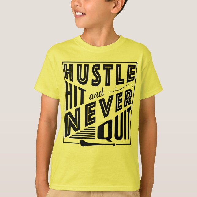 T-shirt Hurler Hustle Hit & Never Quit, GAA Jeux Gaelic (Devant)