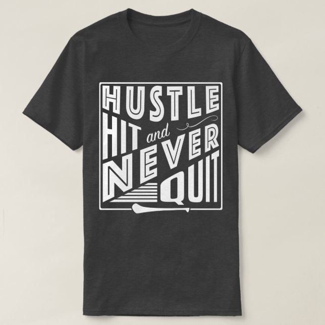 T-shirt Hurler Hustle Hit & Never Quit, GAA Jeux Gaelic (Design devant)