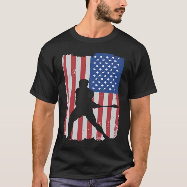T-shirt Hurling Player American Flag (Devant)