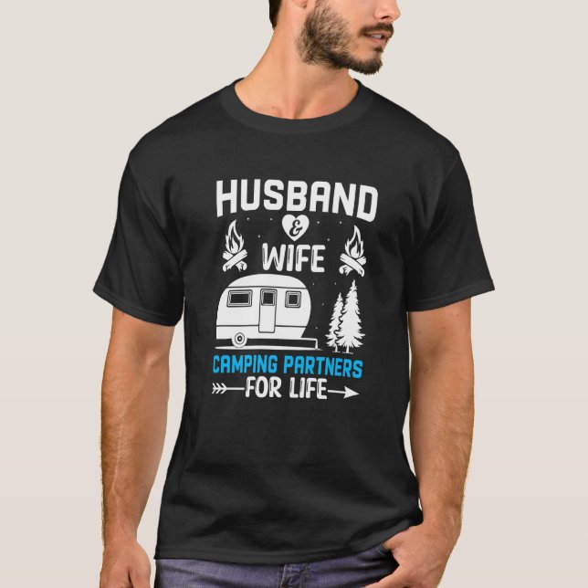 T-shirt Husband and Wife Camping Partners for Life  Camper (Devant)