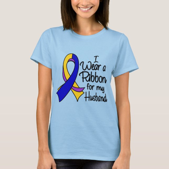 T-shirt Husband - Bladder Cancer Ribbon (Devant)