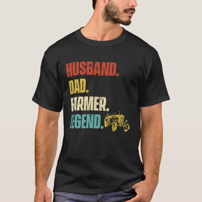 T-shirt Husband Dad Farmer Legend (Devant)