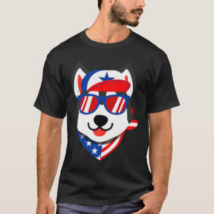 T-shirt Husky 4 juillet Independence Day Chien