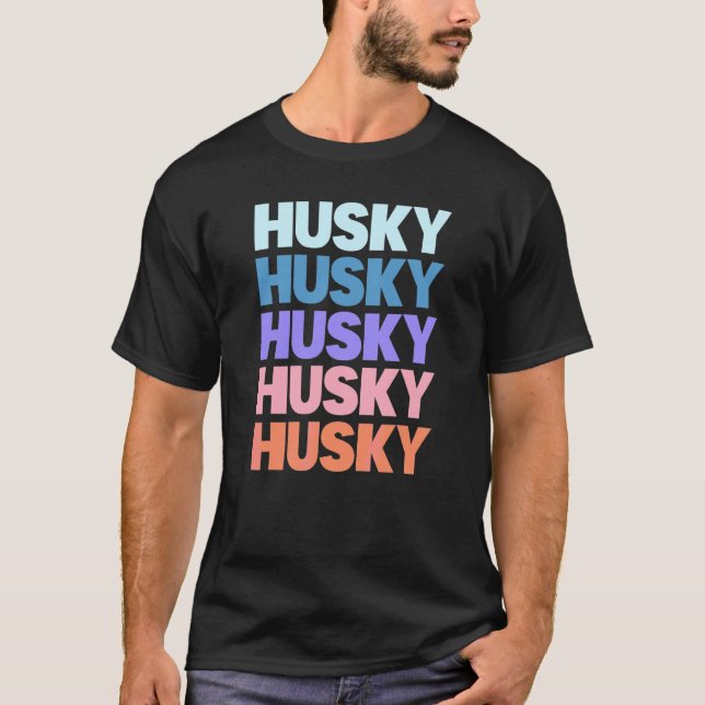 T-shirt Husky à Texte Répété Moderne (Devant)