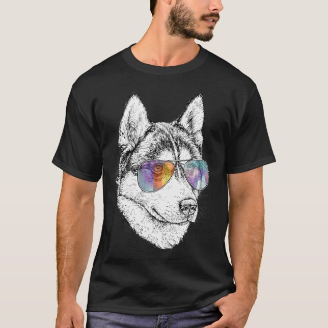 T-shirt Husky Avec Aviateurs (Devant)