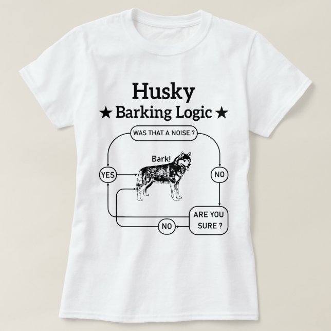 T-shirt Husky Barking Logic Funny Chien Sibérien Sarcastiq (Design devant)