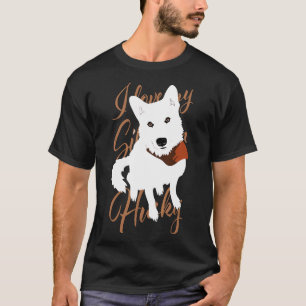 T-shirt Husky Blanc Brown Yeux Chien à Neige