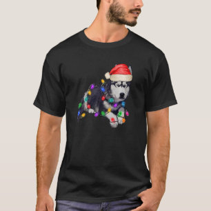 T-shirt Husky Chien Santa Hat Joyeux sapin de Noël