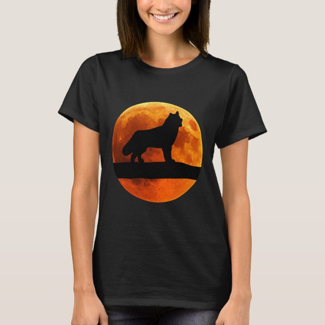 T-shirt Husky Chien Silhouette Moon Sibérien Husky (Devant)