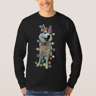 T-shirt Husky Christmas Chien Maman Papa Feux de Noël Husk