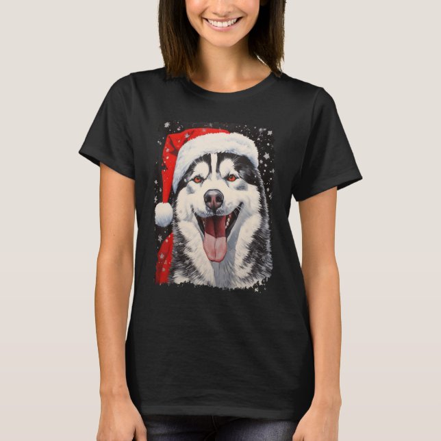 T-shirt Husky de Noël (Devant)