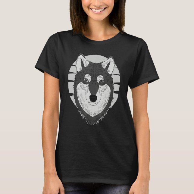 T-shirt Husky dog imprint artwork face with Siberian Husky (Devant)