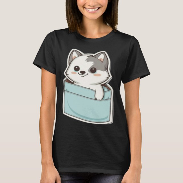 T-shirt Husky Dog in your Pocket Dog (Devant)