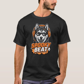 T-shirt Husky Drôle Halloween Effrayant Rythme DJ Chien