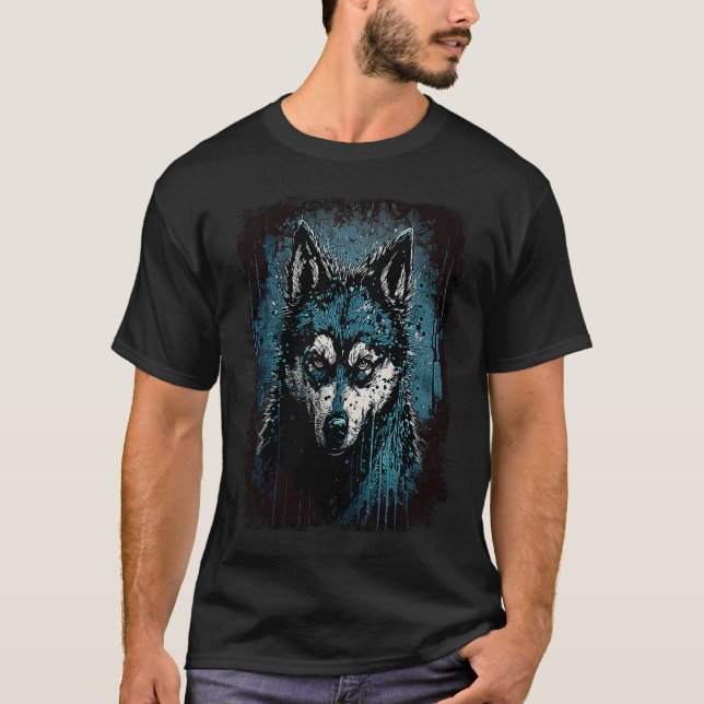 T-shirt Husky effrayant et drôle (Devant)