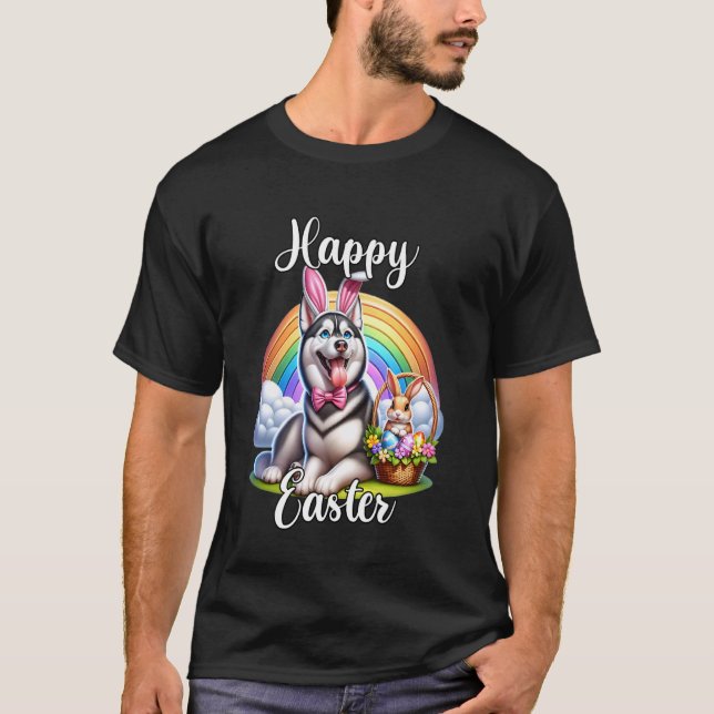 T-shirt Husky Joyeuses Pâques Husky Pâques (Devant)