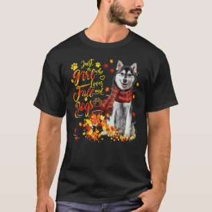 T-shirt Husky Juste Une Fille Qui Aime La Chute Et Les Chi