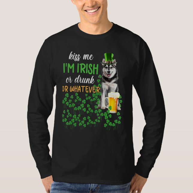 T-shirt Husky Kiss Me Je suis Irlandais Ou Irlandais Ou Pe (Devant)
