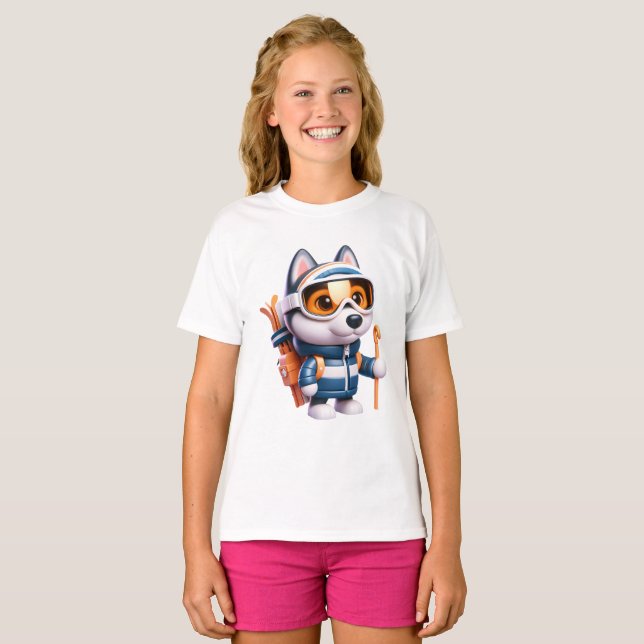 T-shirt Husky le Skieur Aventureux (Devant entier)
