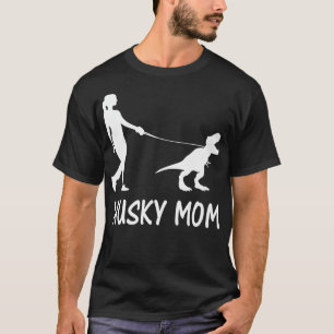 T-shirt Husky Maman Sibérienne Husky Mama Chien Dinosaure 