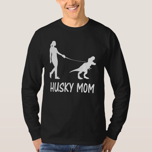 T-shirt Husky Maman Sibérienne Husky Mama Chien Dinosaure  (Devant)