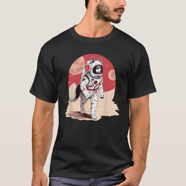 T-shirt Husky Mars Funny Chien Astronaut (Devant)