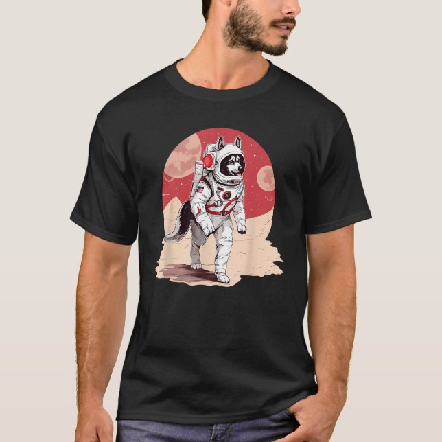 T-shirt Husky Mars Funny Chien Astronaut (Devant)