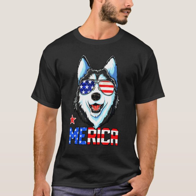 T-shirt Husky Merica Hommes Drapeau américain (Devant)